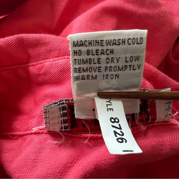 FADS Vintage Long Sleeve 100% Cotton Shirt Dress Button Up Collar Coral Small - Picture 9 of 9